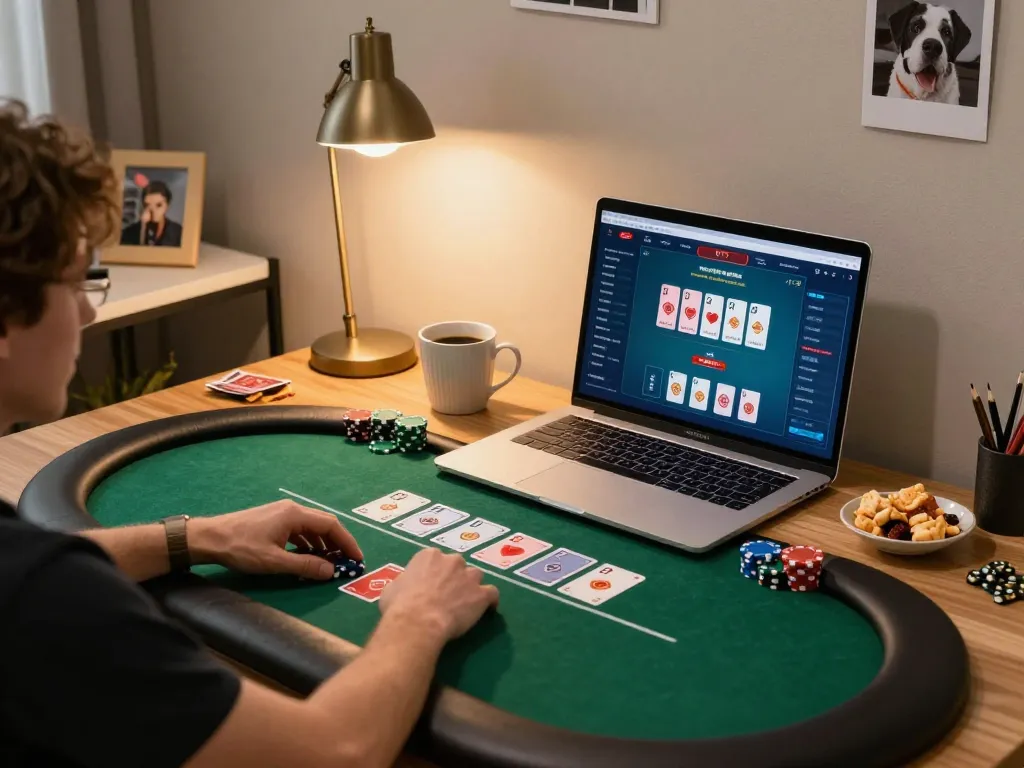 Engaging in a thrilling 13win online poker game from home with immersive gameplay