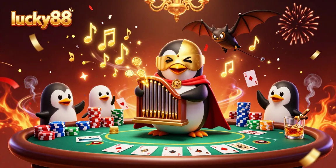 Experience the thrilling action of lucky88 with a vivid, festive casino spectacle featuring poker elements.