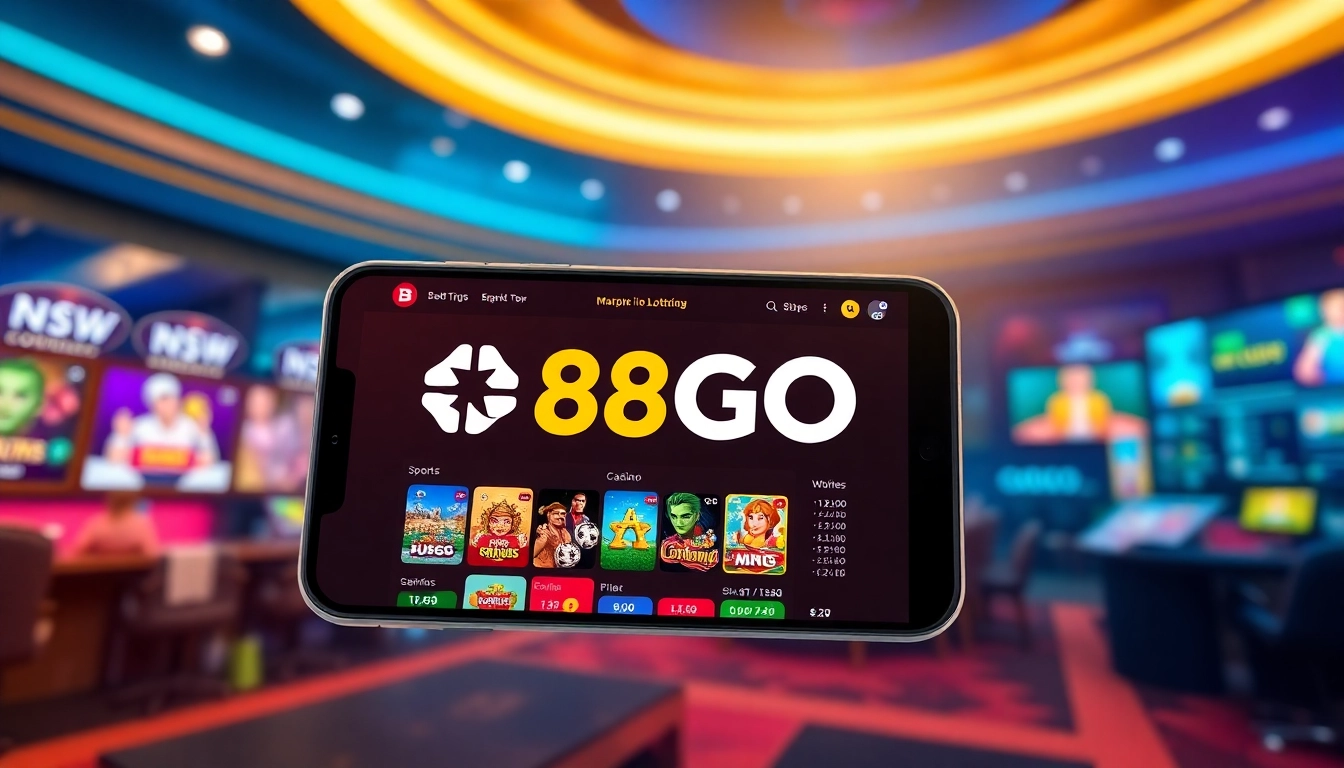 88GO gaming app displayed on a smartphone, highlighting vibrant betting options in a digital gambling environment.