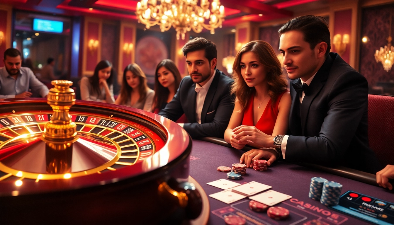 Exciting gameplay at RR88 with cards, chips, and a roulette wheel in a luxurious casino setting.