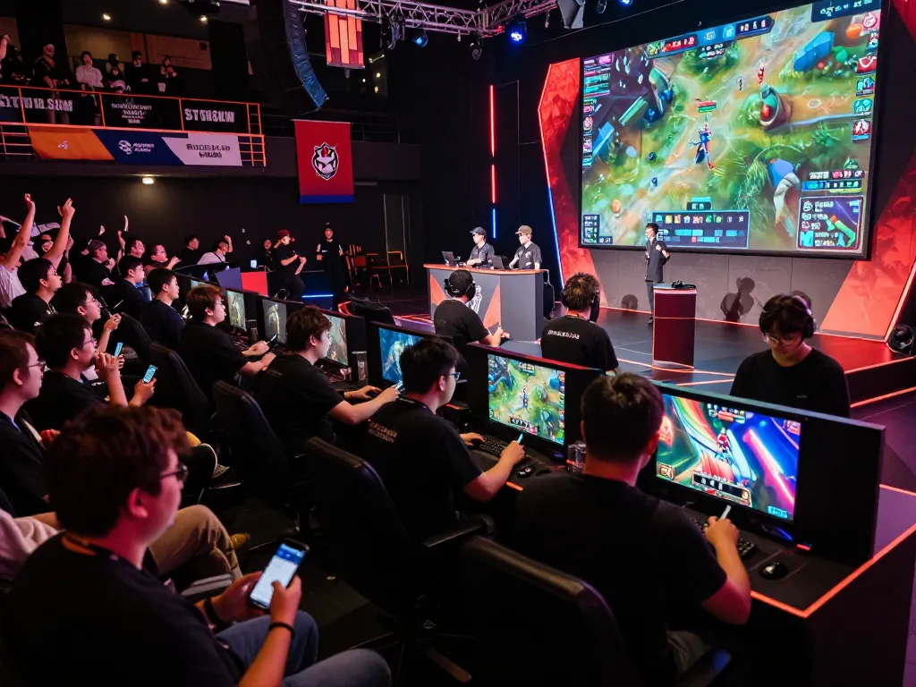 Fans engaging in TR88 esports betting at a lively event, capturing excitement and competitive spirit