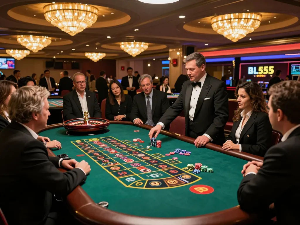 Players enjoying roulette at BL555 casino, capturing the thrill of casino gaming.