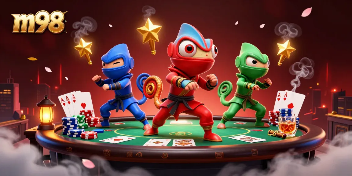 Engage with the thrilling m98 online casino experience featuring a dynamic ninja chameleon team in action.