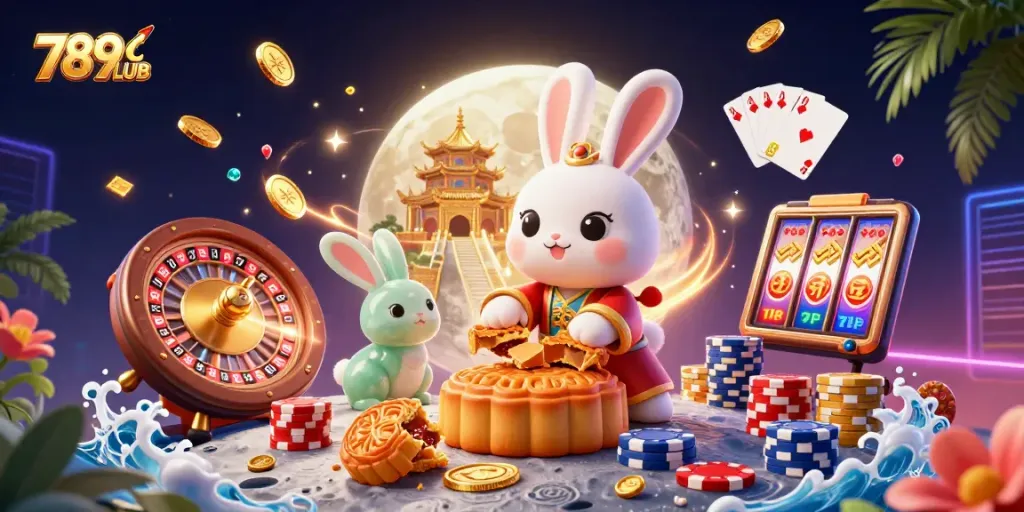 Experience thrilling wins at 789CLUB with a captivating casino atmosphere illustrated in vibrant detail.