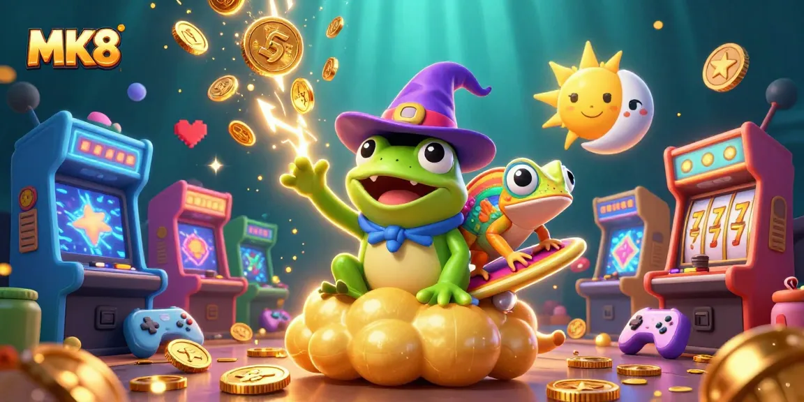 Experience innovative gaming thrills with MK8, a vibrant casino illustration showcasing winning elements.
