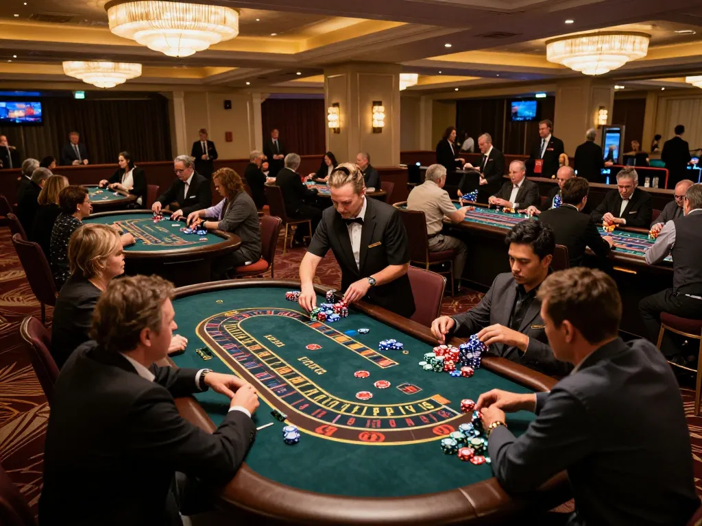 Players enjoying the excitement of gambling at 99ok's luxurious casino atmosphere