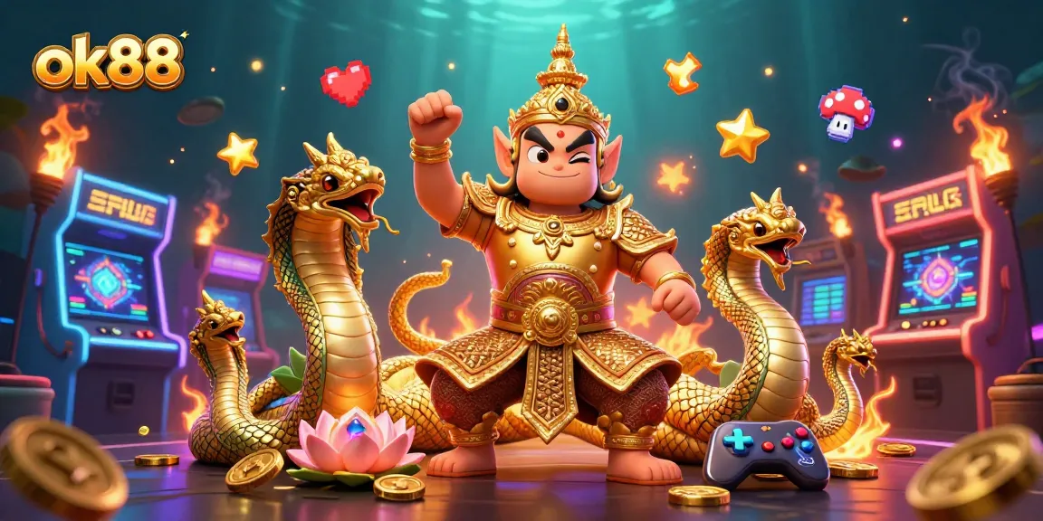 Engage with lively 3D characters in a vibrant casino scene featuring ok88 elements.