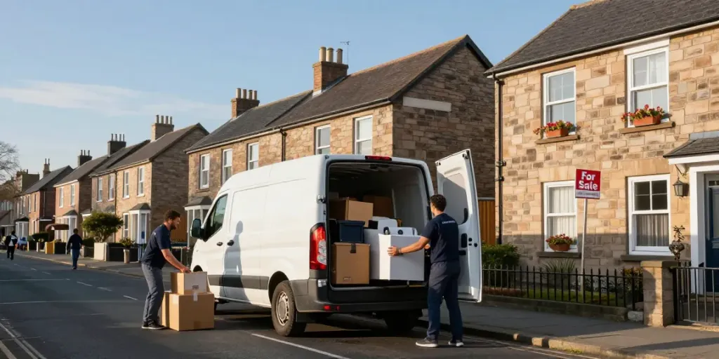 House Clearance Edinburgh team loading van with furniture on a sunny day.