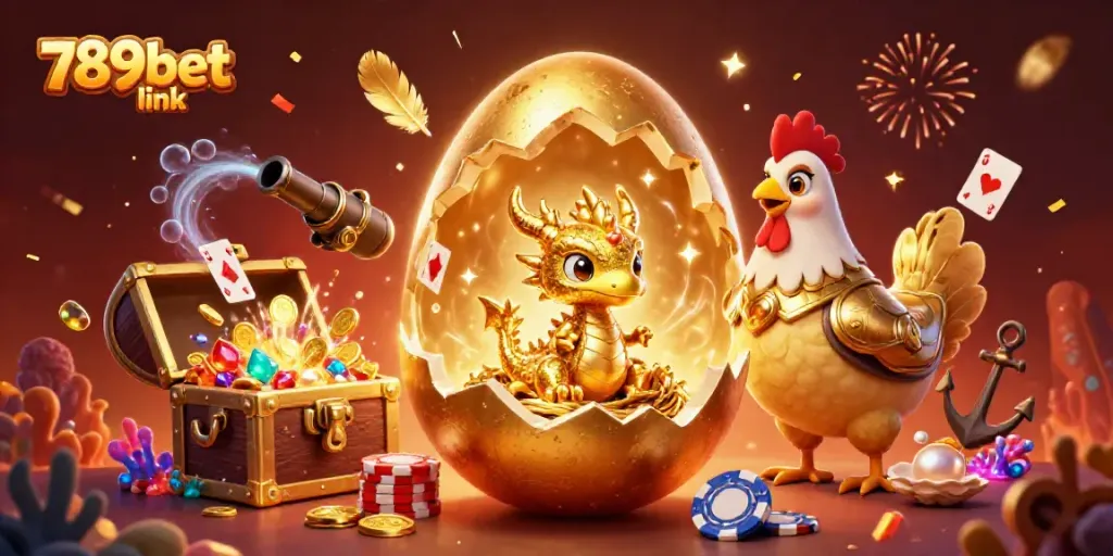 Engage in thrilling gaming with the 789bet link depicted in a vibrant 3D casino scene.