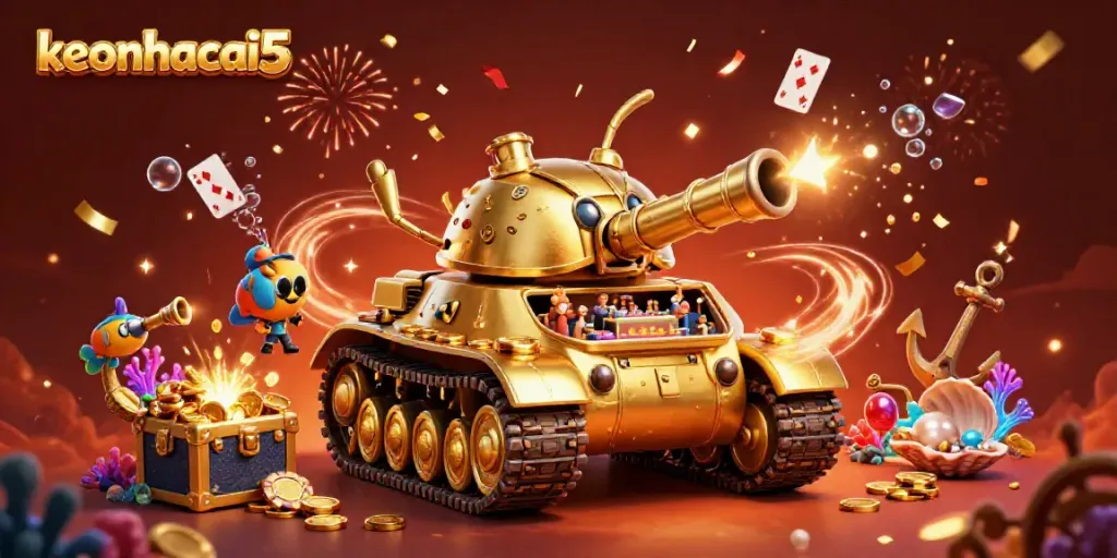 Experience keonhacai5 through a vibrant 3D casino illustration full of action and detail.