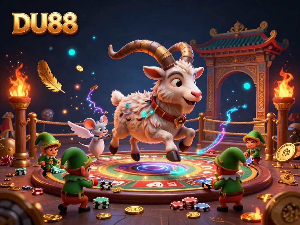 Engage in thrilling action at DU88 with a festive casino scene featuring Krampus, an angel mouse, and mischievous gremlins.