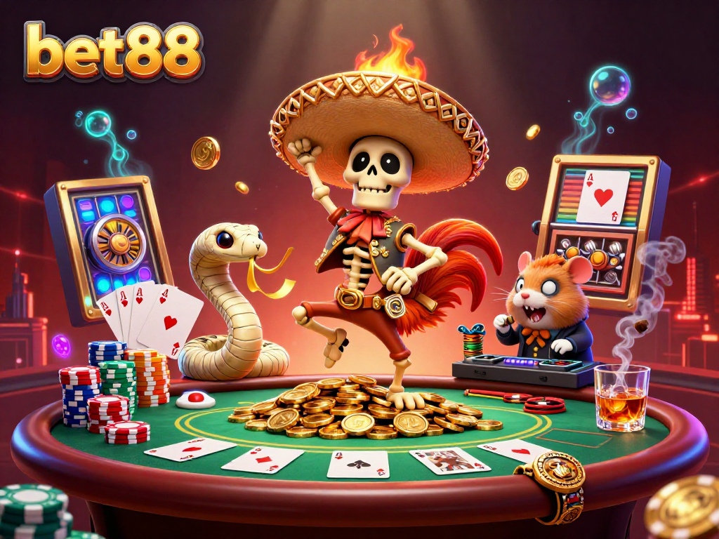 Engage with bet88's vibrant casino experience featuring fun characters, dynamic games, and rich rewards.