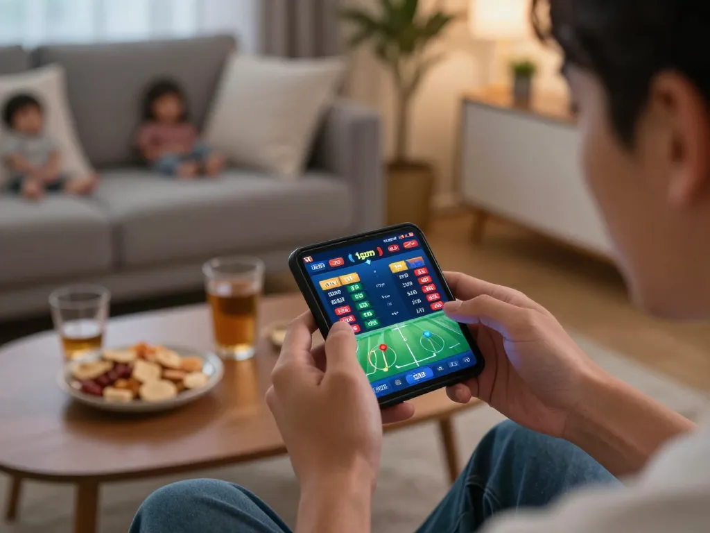 Engaging online sports betting with 1gom on smartphone, showing live odds and scores.