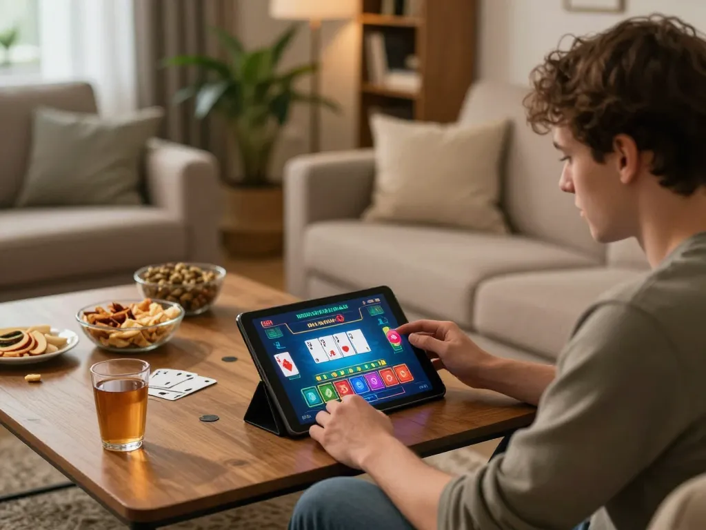 Player strategizing in an online blackjack game showcasing 7M gaming excitement and fun.