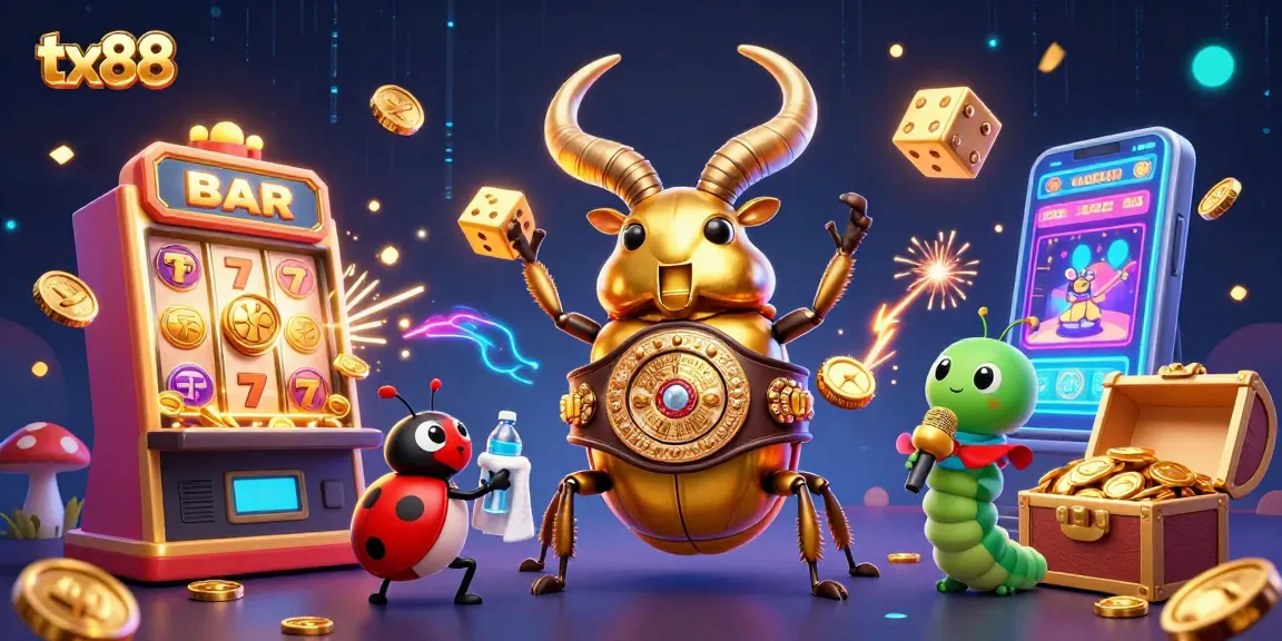 Experience thrilling gameplay with tx88 featuring vibrant characters, bright slot machines, and dynamic casino elements.