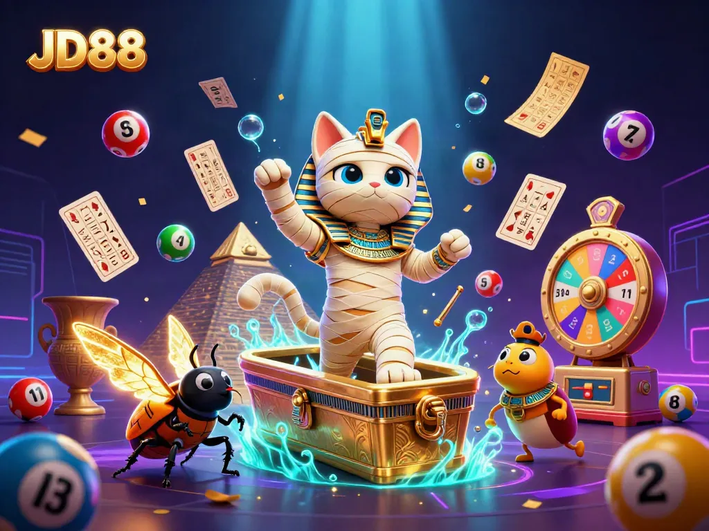 Experience the excitement of JD88 casino with vibrant games and dynamic action in an enchanting scene.