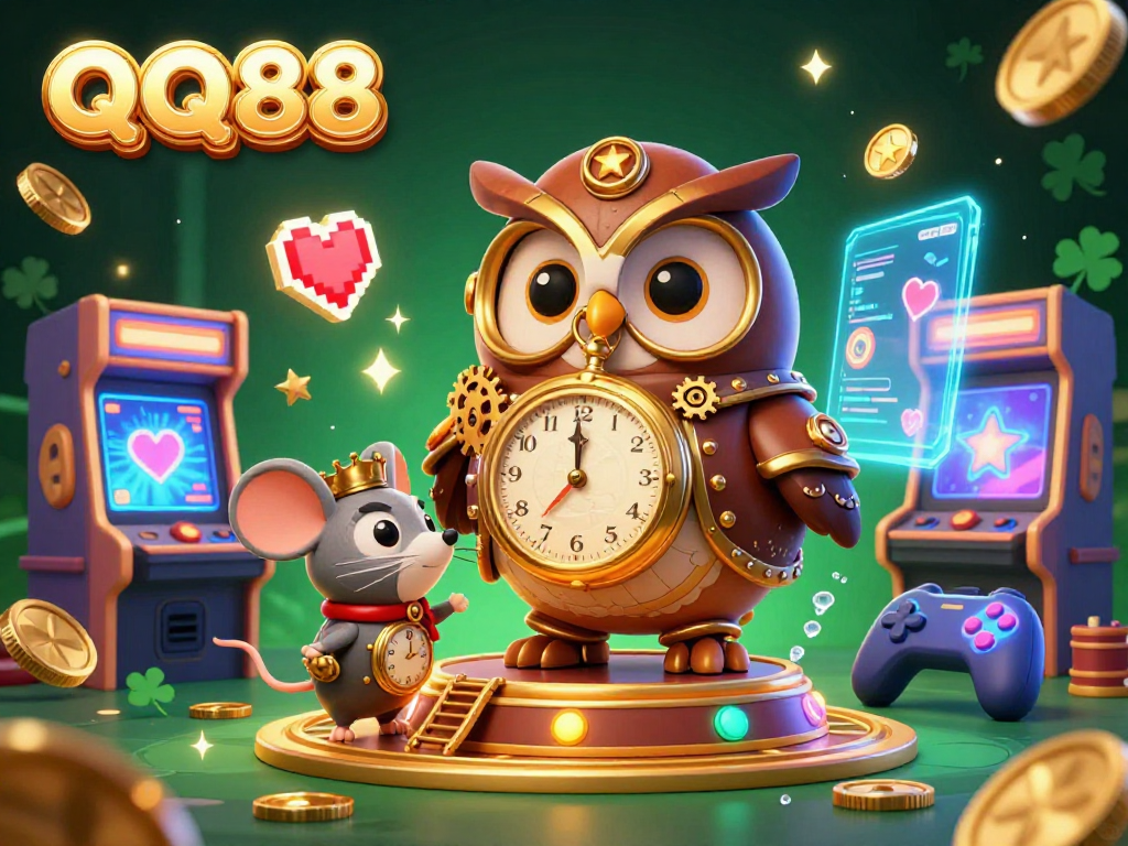 Experience thrilling gaming adventures with QQ88 in this vibrant, detailed 3D casino scene.