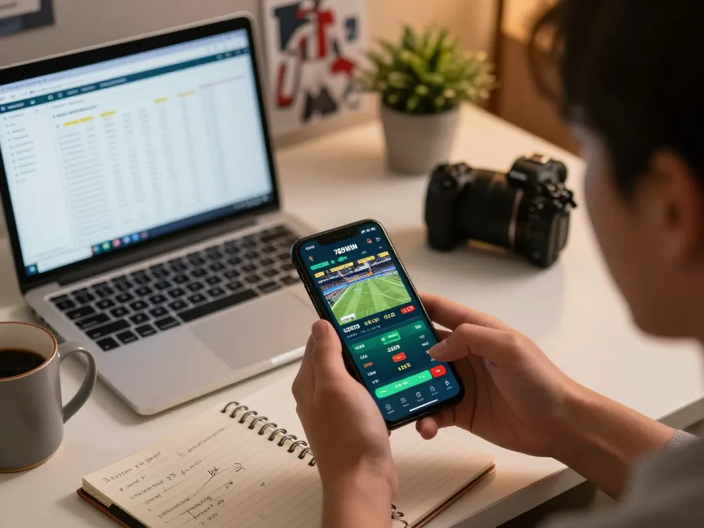 Betting on 789WIN app showing live odds in a cozy home sports setup.