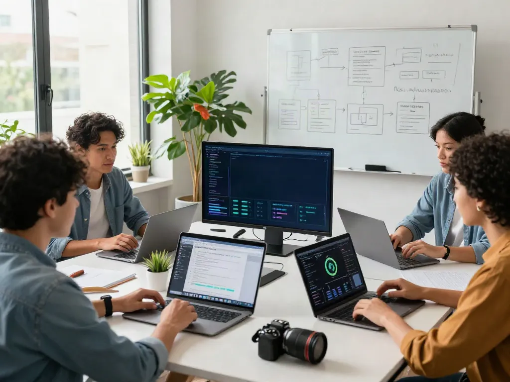 Effective Paid Ads Management team collaboration in a bright office