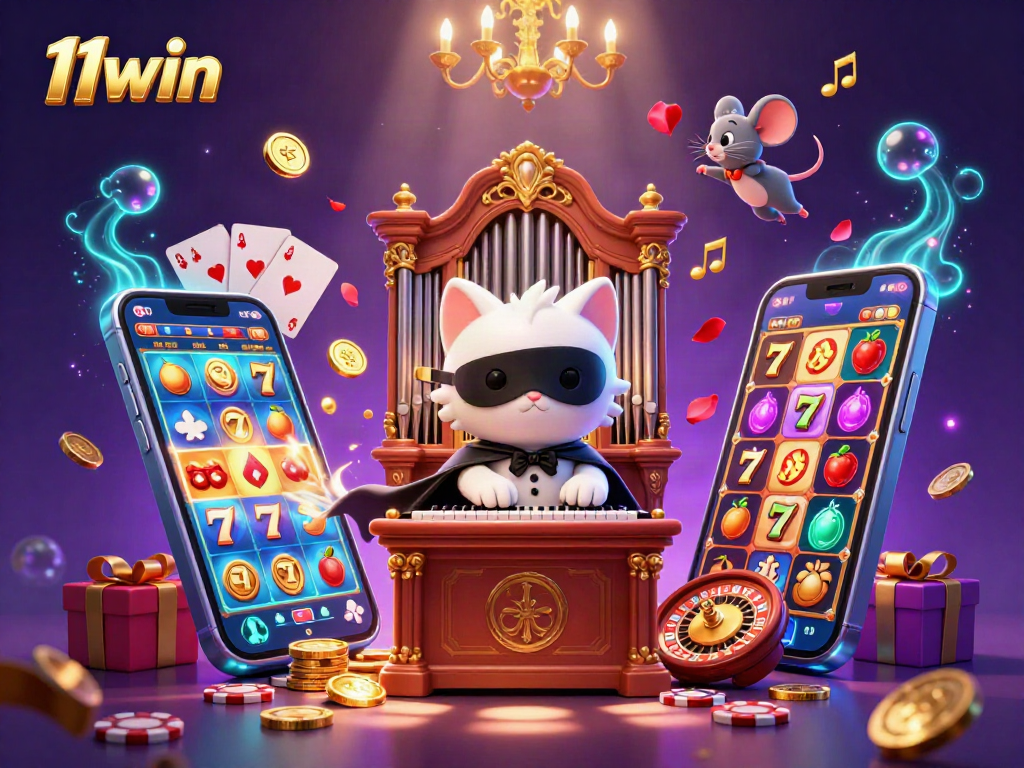 Catch the excitement of 11win with this vibrant casino scene featuring characters and dynamic gaming elements.