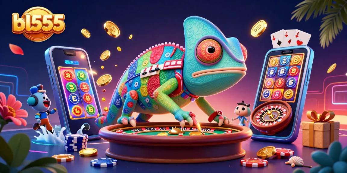 Experience thrilling gameplay at bl555 with vibrant 3D casino elements and golden coins flying around.