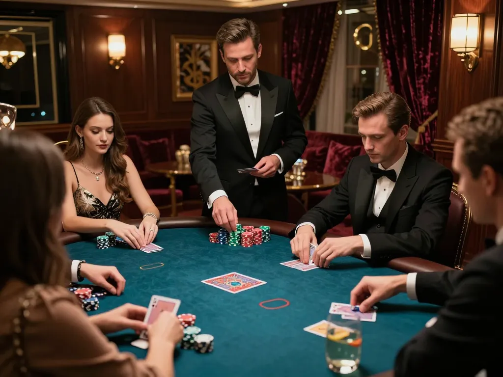 Intense poker gameplay at 789betviet's exclusive high-stakes table, players focused on strategies.