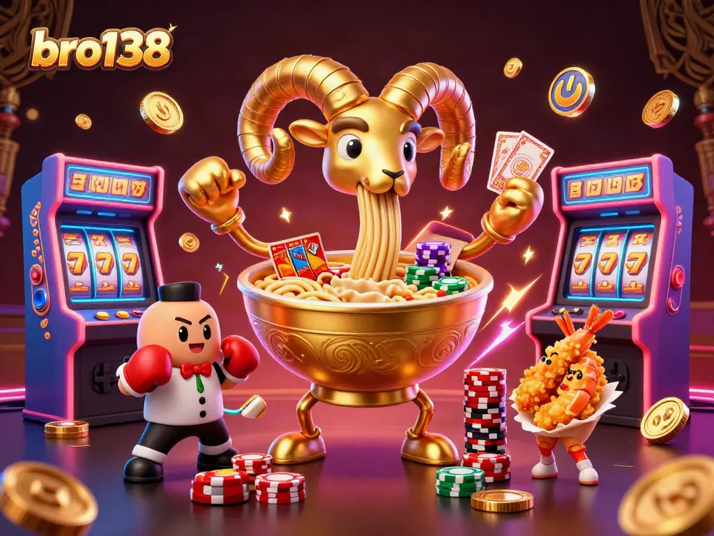 Engage in thrilling casino action with bro138's vibrant 3D card dealing scene and lively characters.