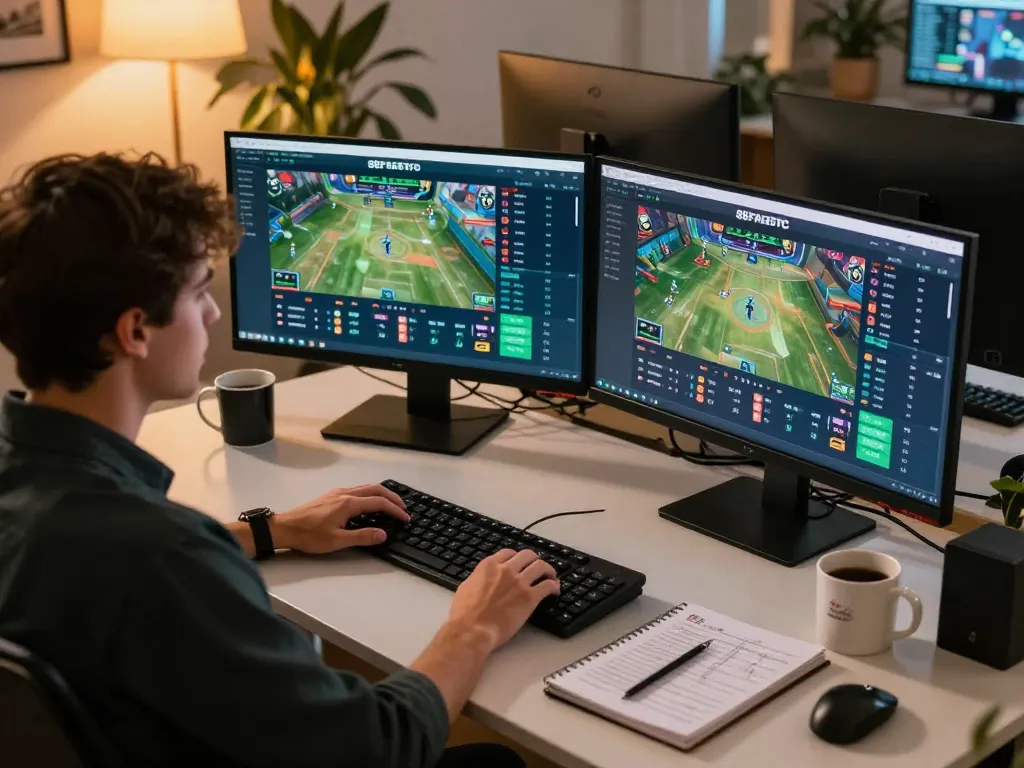 Person utilizing 88FC's online sports betting interface while analyzing betting strategies