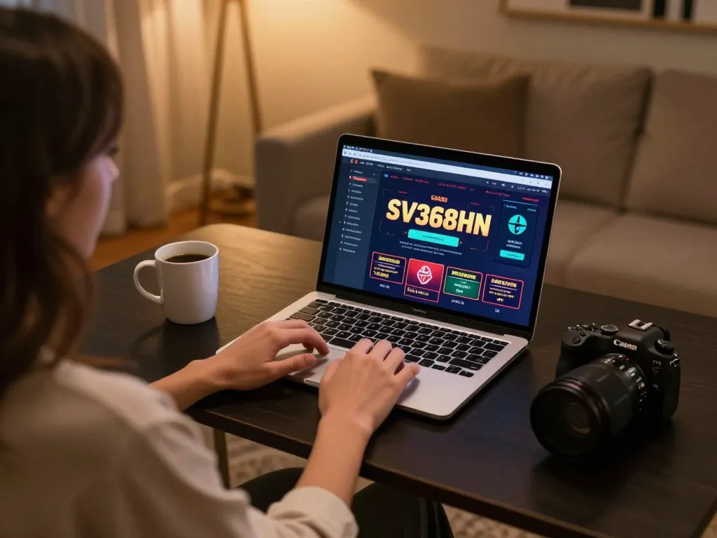 Engaging online gaming session on SV368HN platform with player enjoying comfortable setup