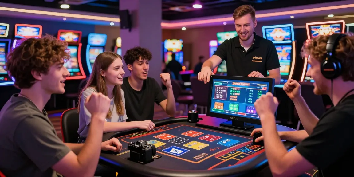 Play at credit card casinos in the UK, featuring vibrant gaming environment with Visa and Mastercard.