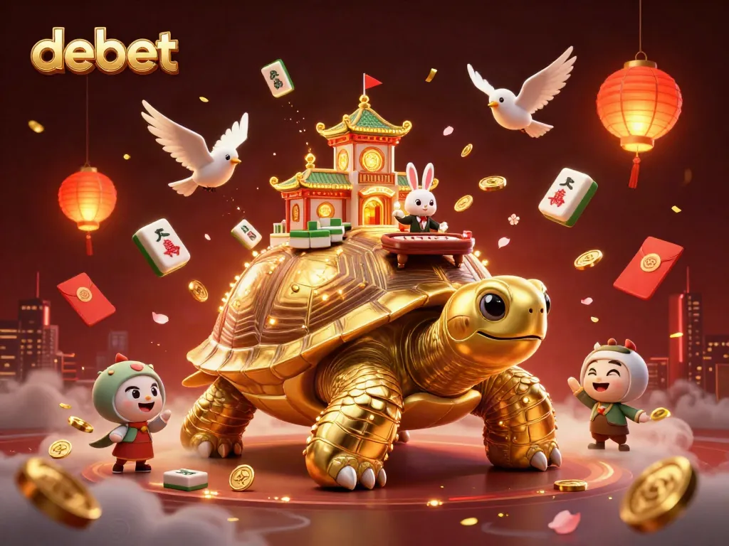 Experience thrilling gameplay at debet with a vibrant casino scene featuring charming characters and festive elements.