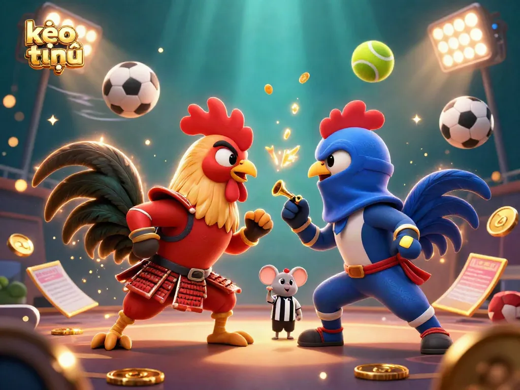 Engage with kèo trực tuyến as samurai and ninja roosters face off in a dynamic sports betting showdown.