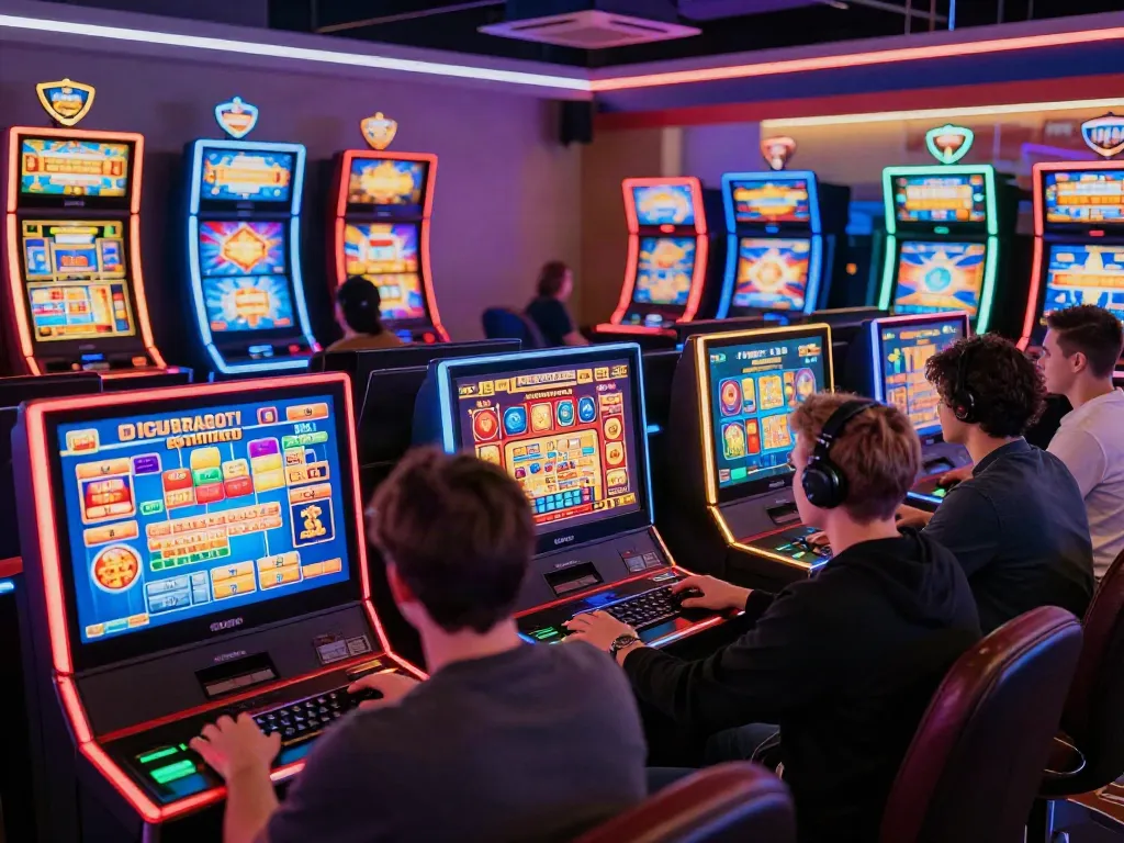 Dynamic gaming scene highlighting casinos not on GamStop with vibrant players enjoying diverse games.