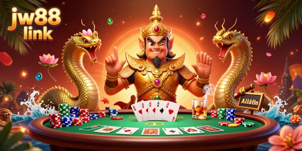 Experience the thrill of JW88 link with dynamic 3D characters and vibrant casino elements.