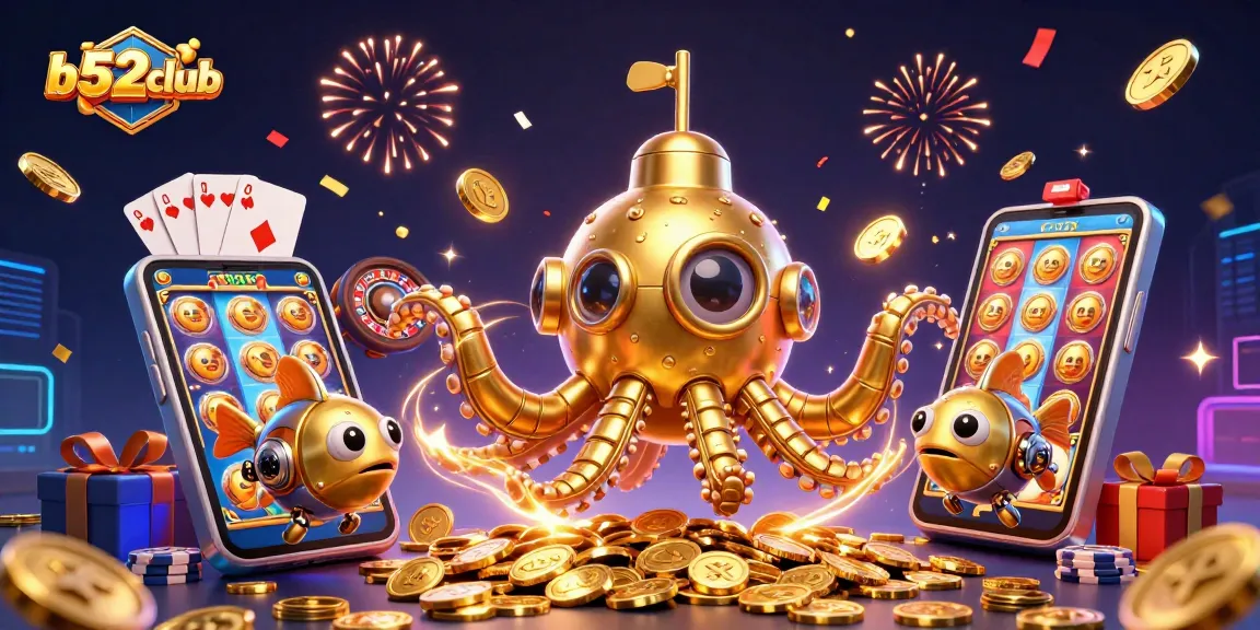 Experience b52club's thrilling games with a vibrant scene of golden coins and dynamic elements.