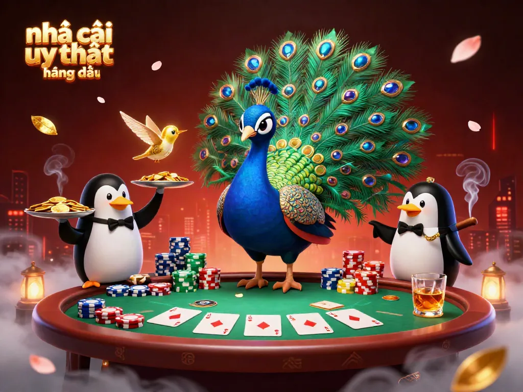 Engage with the leading nhà cái uy tín hàng đầu through this vibrant casino scene featuring dynamic characters and gaming elements.