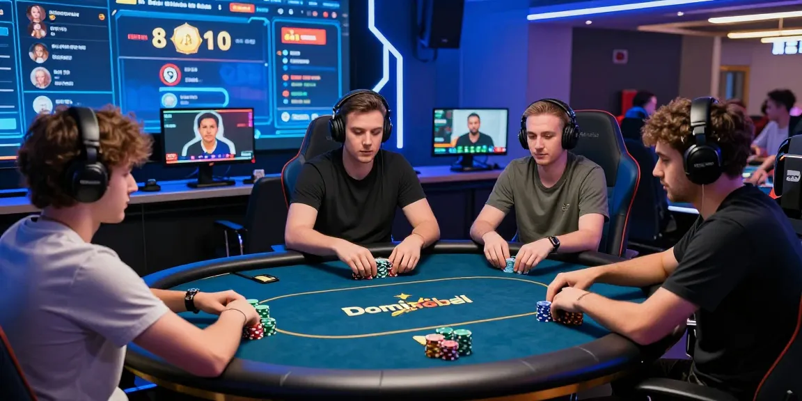 Game Poker Uang Asli Dominobet online poker scene with players engaged in an exciting digital match.