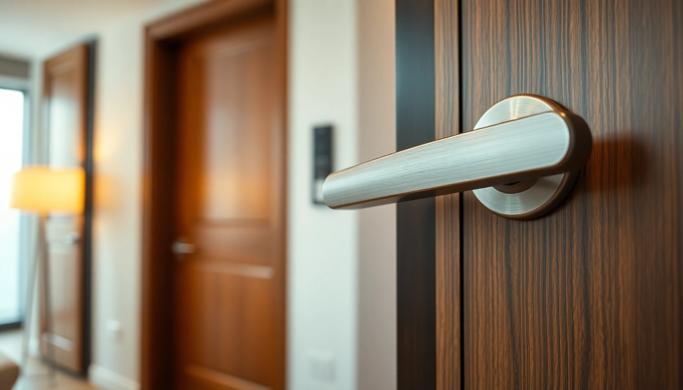 Showcase of various door handles by Door Handle Company highlighting sleek designs in a modern home.