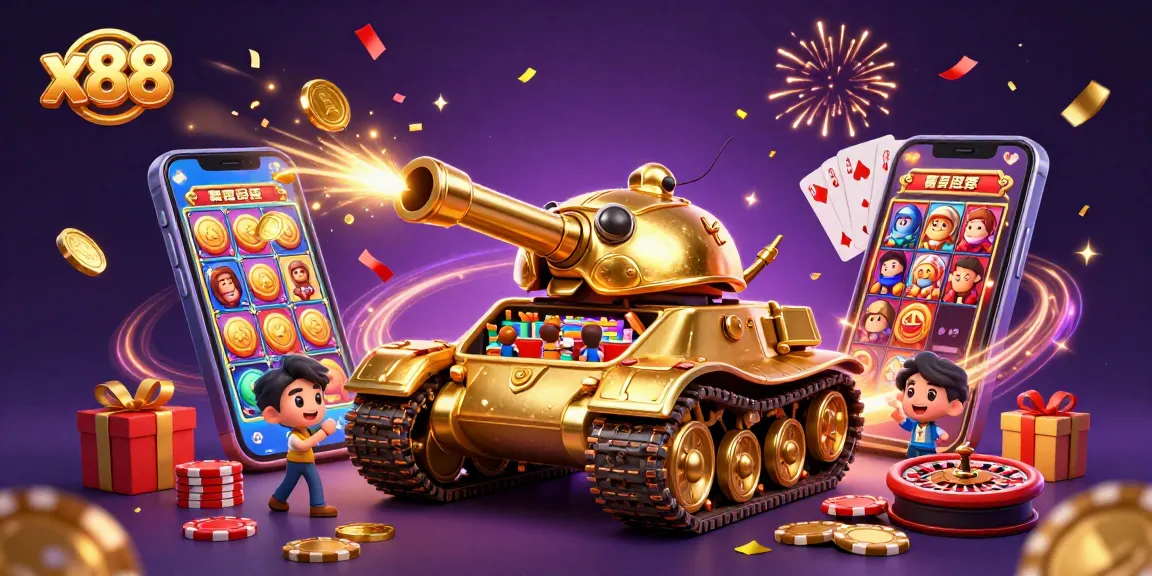 x88 offers thrilling gaming experiences with an imaginative scene of a casino inside a golden beetle tank, enhancing your gambling adventure.