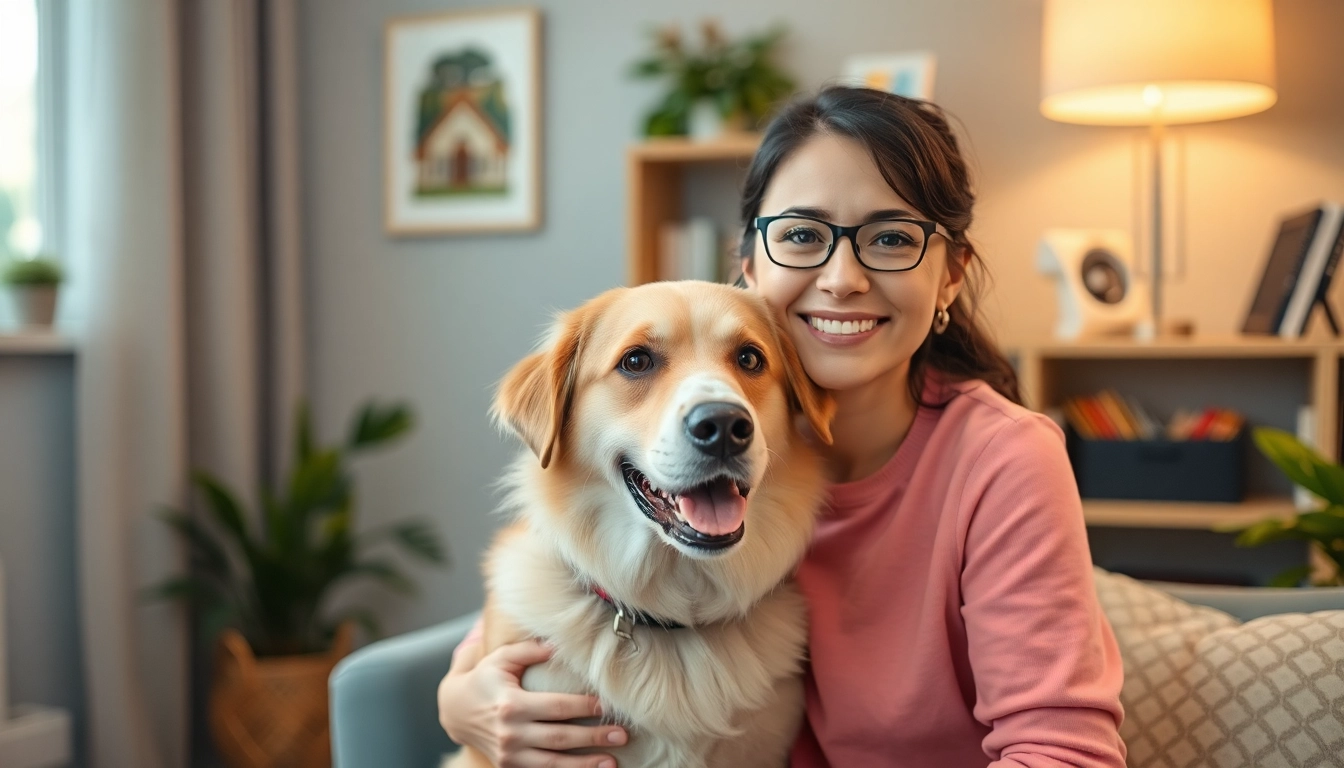 Compassionate psychologist with a dog in Sydney creating a welcoming therapy space.