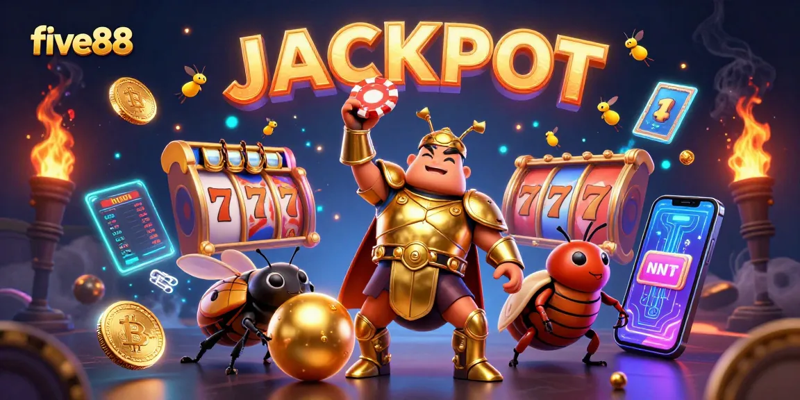 five88 showcases a vibrant casino scene with jackpot slots and energetic characters!
