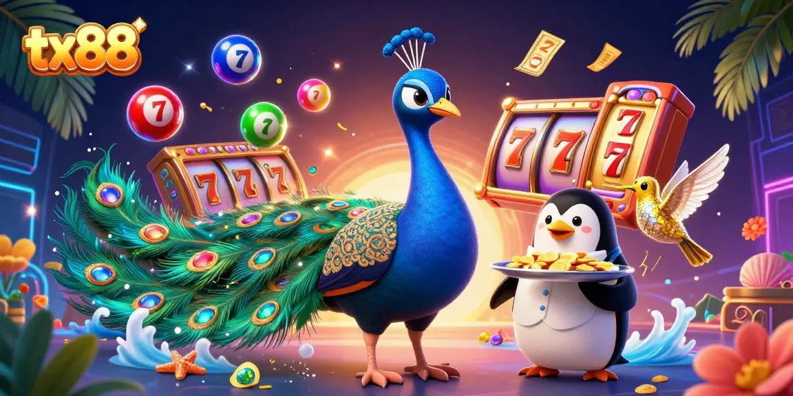 Engage with the tx88 casino experience, featuring vibrant slot reels, luck-filled elements, and festive casino excitement.