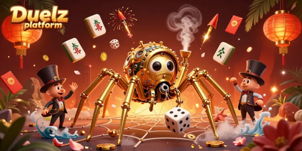 Experience the thrill of the Duelz platform with this captivating 3D casino scene showcasing vibrant game elements.