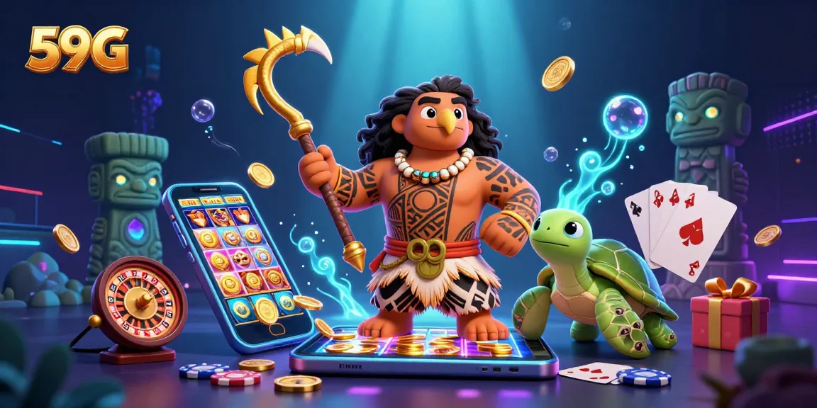 Engage with 59G's vibrant casino world while enjoying golden coins and winning slots.