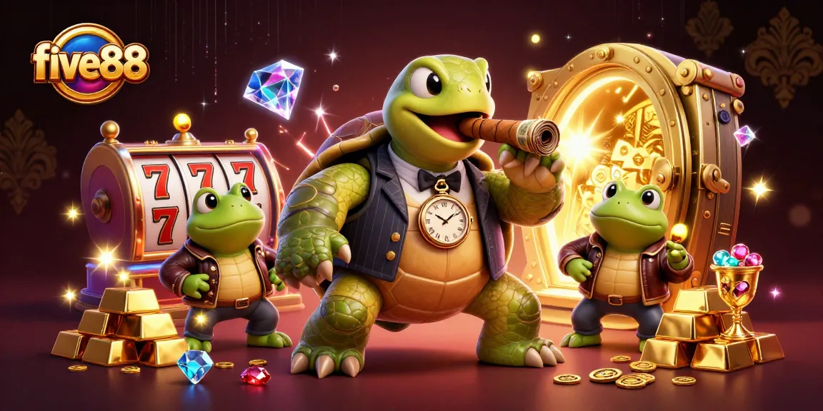 Engage with five88's thrilling slots and treasures in this vibrant casino illustration