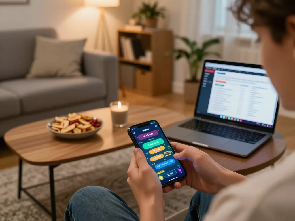 Engaging mobile gaming experience with tải hitclub app showcased in cozy home setting