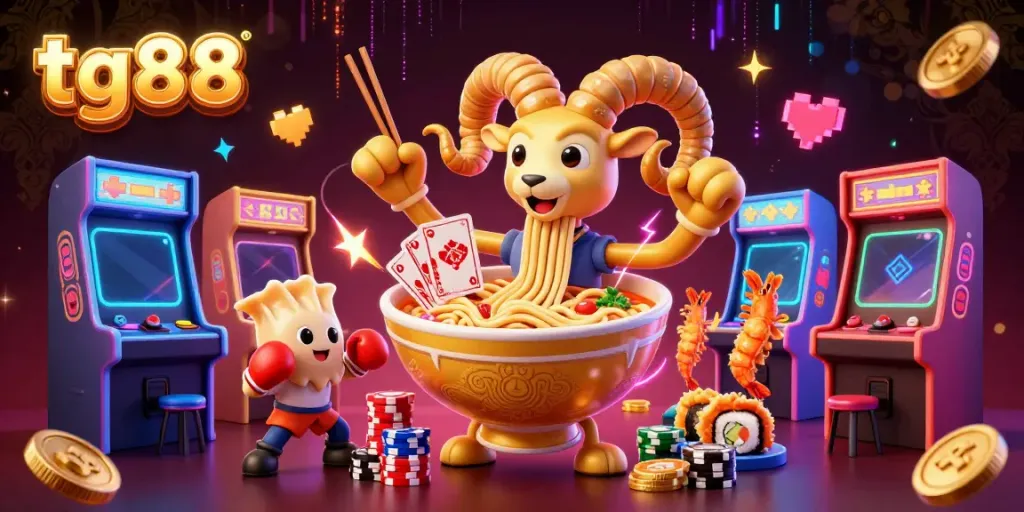 Win big at tg88 with vibrant characters and thrilling casino elements in an engaging illustration.