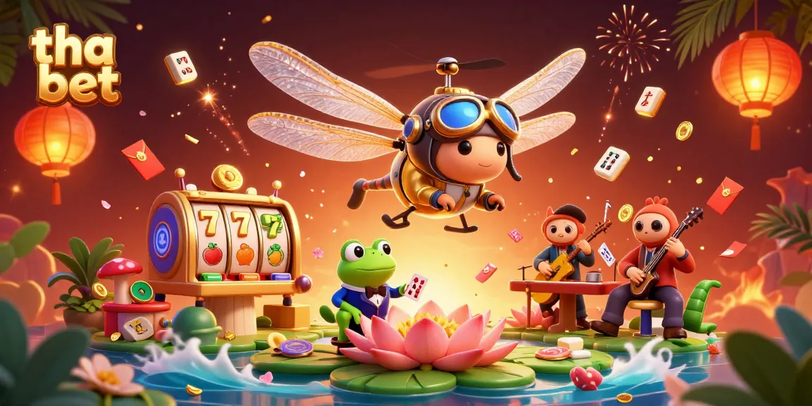 Experience thrilling action at tha bet with slot reels and lively characters in a dynamic casino scene.