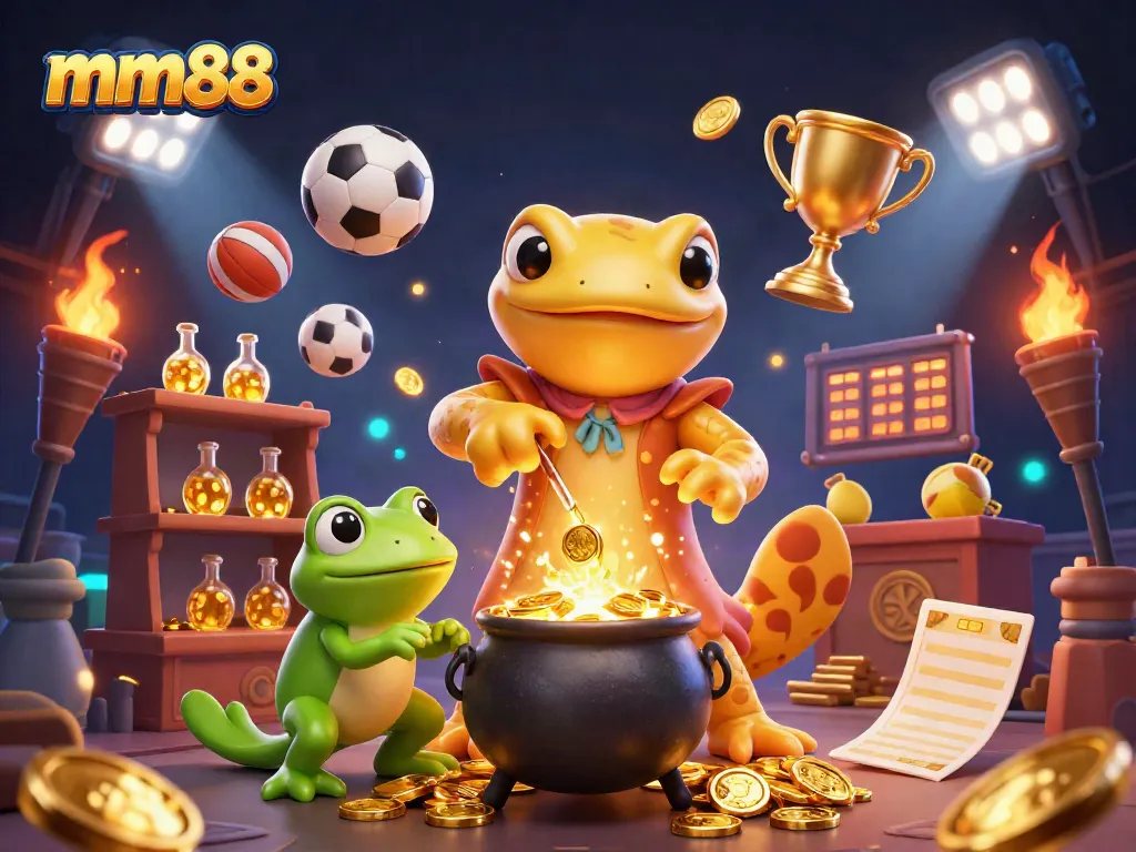 Experience mm88 with dynamic sports elements and a golden alchemist in action.