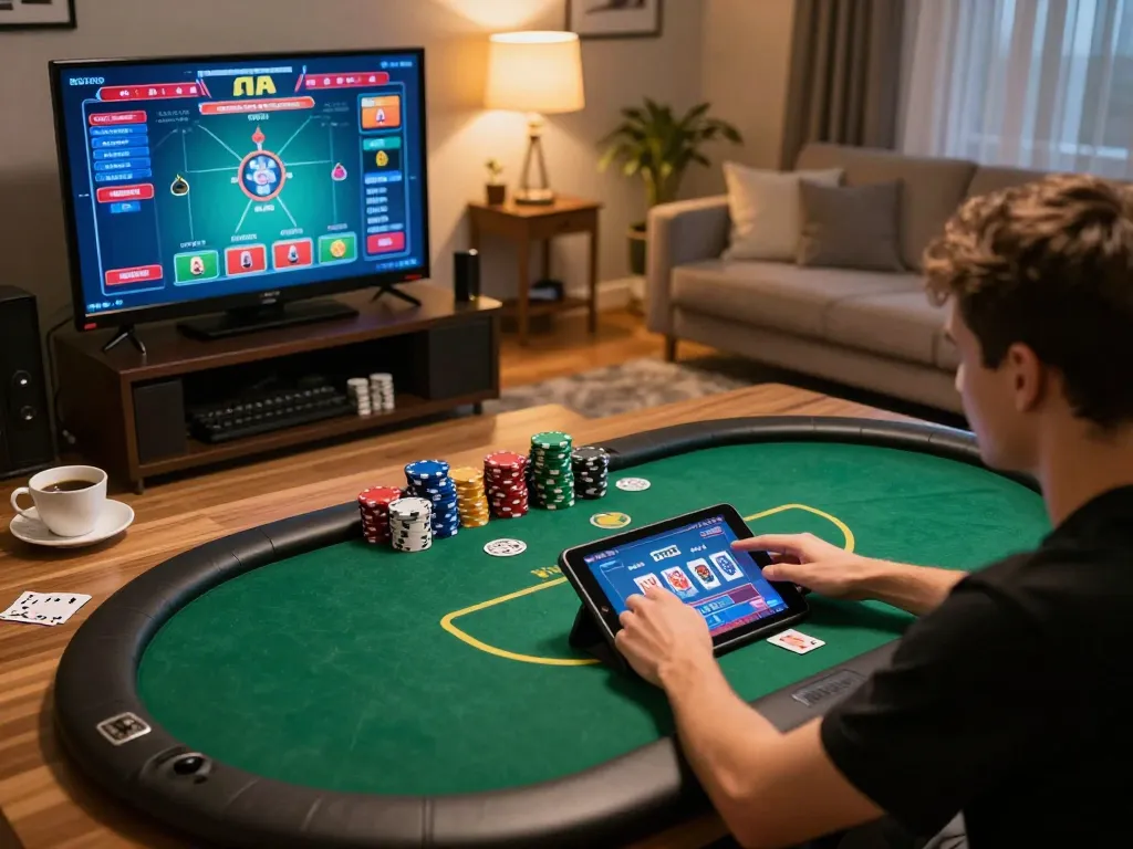 Player enjoying a poker game on xin88 platform highlighting strategic gameplay.